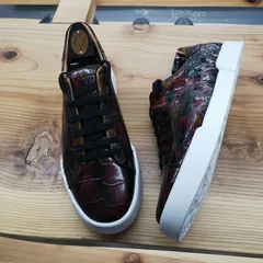 Alligator Skin Lace Up Sneaker Shoes Brown image 4