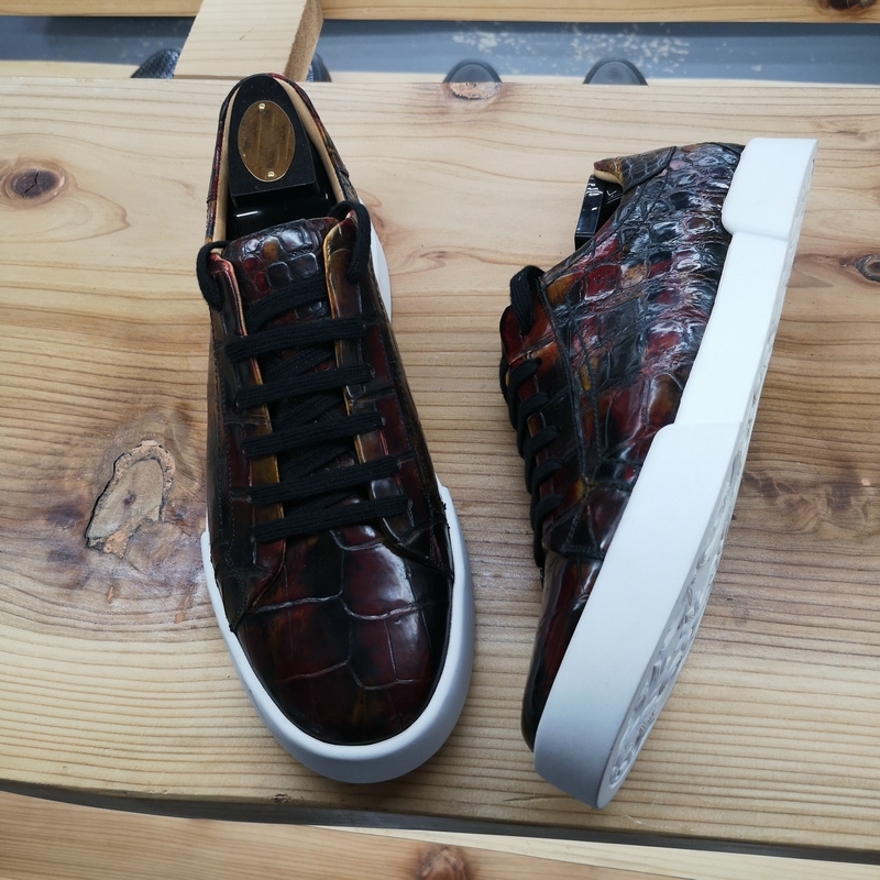 Alligator Skin Lace Up Sneaker Shoes Brown image 4