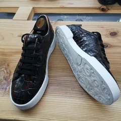 Alligator Skin Lace Up Sneaker Shoes Burgundy image 2