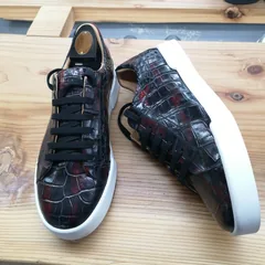 Alligator Skin Lace Up Sneaker Shoes Burgundy image 3