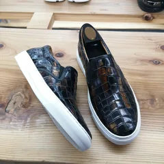 Alligator Skin Casual Slip On Shoes Black image 2