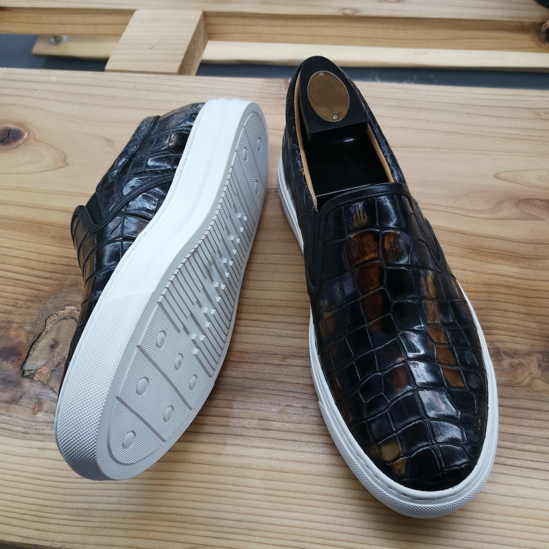 Alligator Skin Casual Slip On Shoes Black image 3