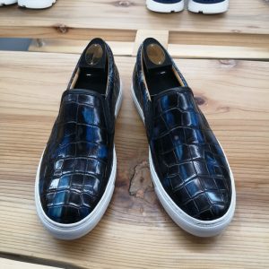 Alligator Skin Casual Slip On Shoes Black