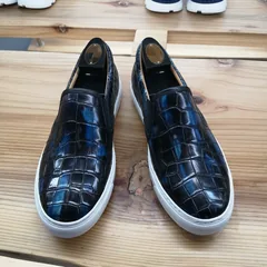 Alligator Skin Casual Slip On Shoes Black image 1