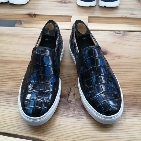 Alligator Skin Casual Slip On Shoes Black