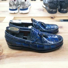 Alligator Skin Casual Slip On Shoes Blue image 4