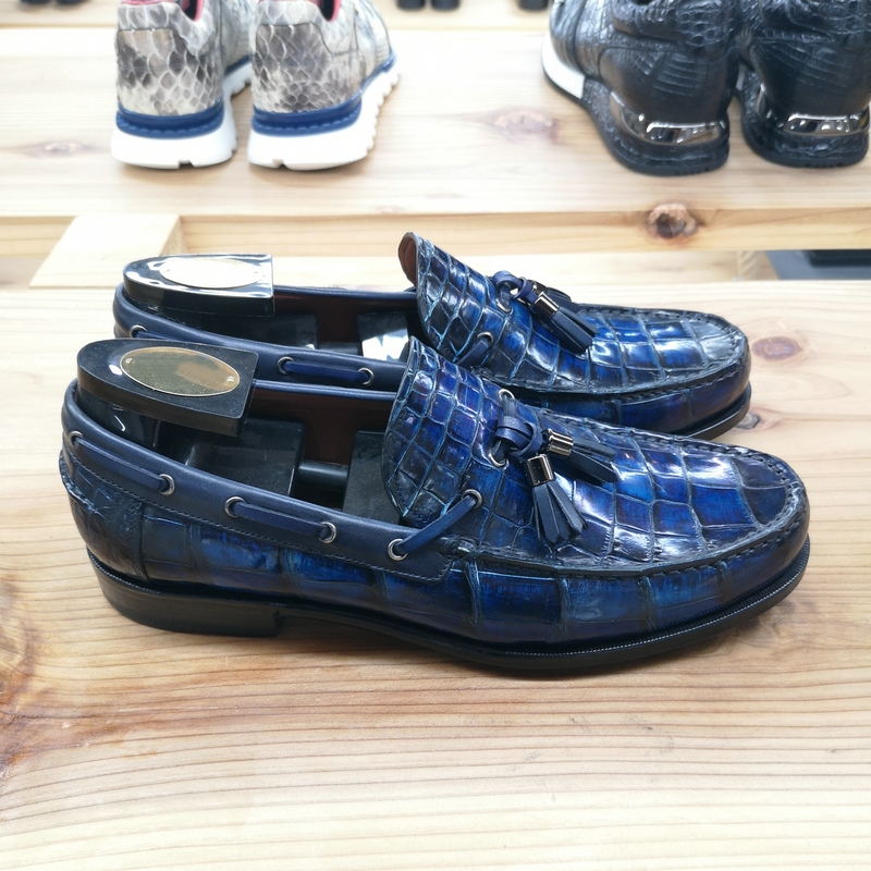 Alligator Skin Casual Slip On Shoes Blue image 4
