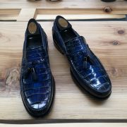Alligator Skin Casual Slip On Shoes Blue