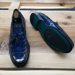 Alligator Skin Casual Slip On Shoes Blue image 2