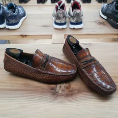 Alligator Leather Slip-On Leather Lined Loafer Tan image 2