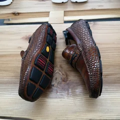 Alligator Leather Slip-On Leather Lined Loafer Tan image 4