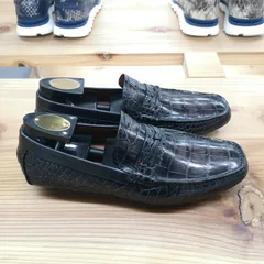 Alligator Leather Slip-On Leather Lined Loafer Black image 4