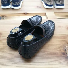 Alligator Leather Slip-On Leather Lined Loafer Black image 5