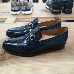 Alligator Bit Slip on Loafers Slip-on Shoes Dark Blue image 11