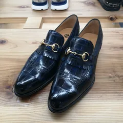 Alligator Bit Slip on Loafers Slip-on Shoes Dark Blue image 10