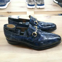Alligator Bit Slip on Loafers Slip-on Shoes Dark Blue image 4