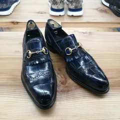 Alligator Bit Slip on Loafers Slip-on Shoes Dark Blue image 3
