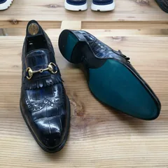 Alligator Bit Slip on Loafers Slip-on Shoes Dark Blue image 2