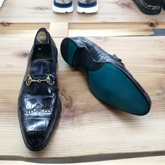 Alligator Bit Slip on Loafers Slip-on Shoes Dark Blue image 6