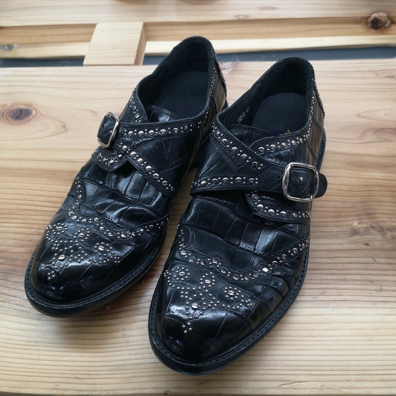 Classic Men’s Alligator Leather Monk Strap Shoes