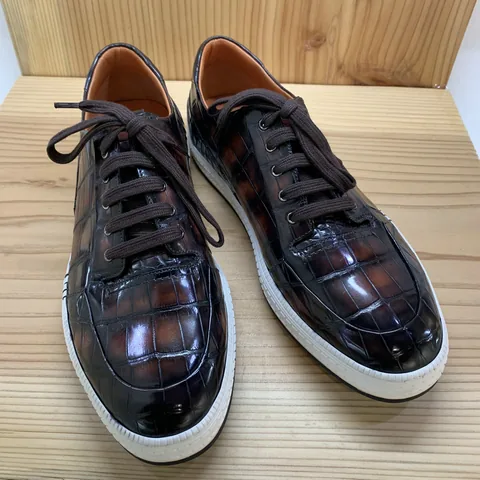 Alligator Genuine Leather Men Sneakers Brown