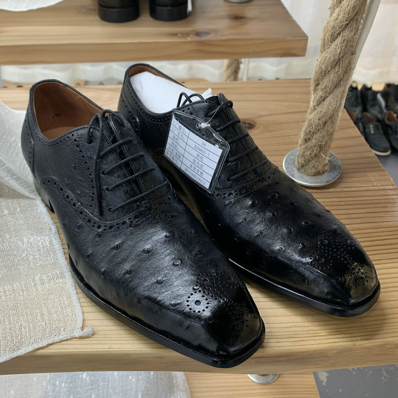 Natural Ostrich Leather Dress Shoes For Men image 2