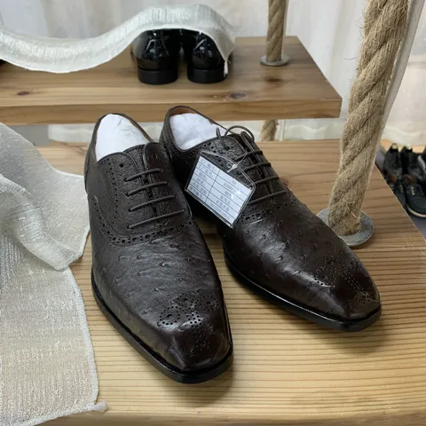 Natural Ostrich Leather Dress Brown