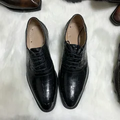 Handcrafted Genuine Alligator Leather Men’s Oxford Shoes image 1