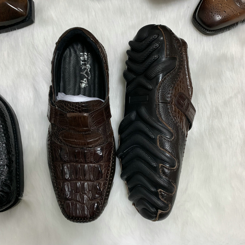 Crocodile Pattern Men Loafers Flat Lazy Shoes