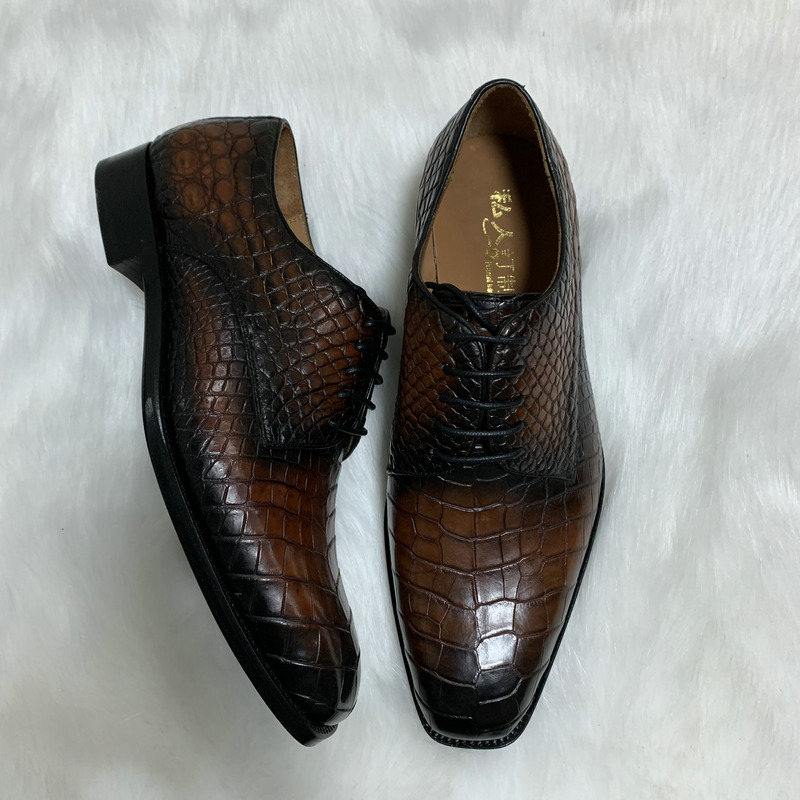 New Italian Formal Office Alligator Oxfords Shoes image 2