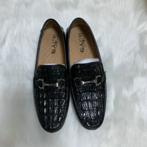 Men Leather Slip-on Loafers Handmade Crocodile Leather