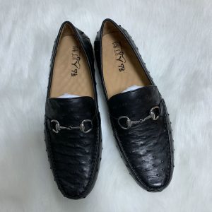 Full Grain Leather Ostrich Patent Loafers Shoes For Men