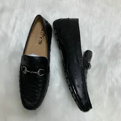 Full Grain Leather Ostrich Patent Loafers Shoes For Men image 2
