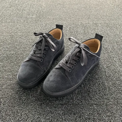 Grey Suede Leather Trainers