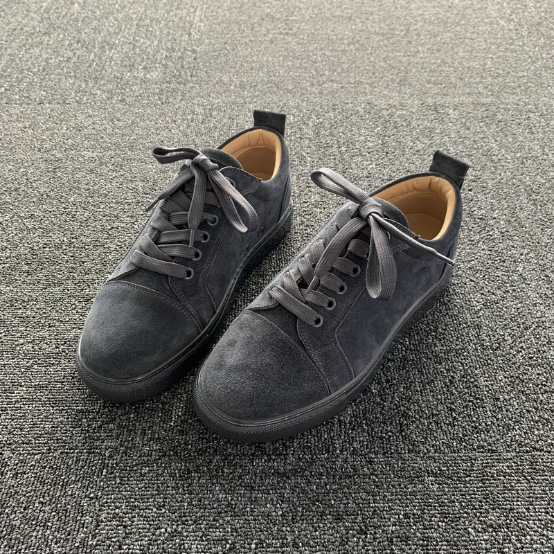Grey Suede Leather Trainers