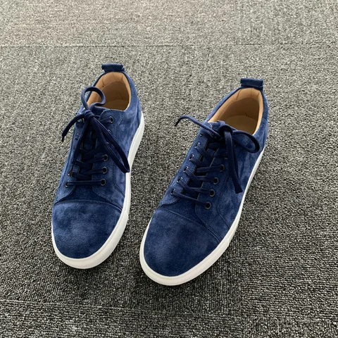 Navy Suede Trainers with White Sole