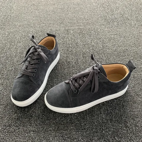 Grey Suede White Sole Trainers