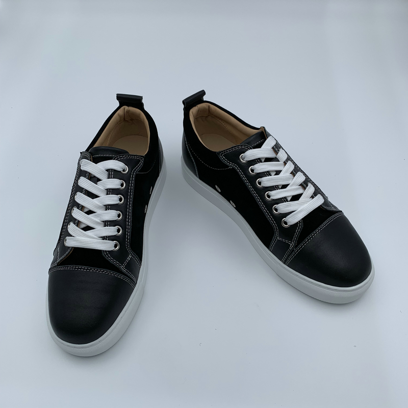 Black Leather & Suede Panel Trainers image 3