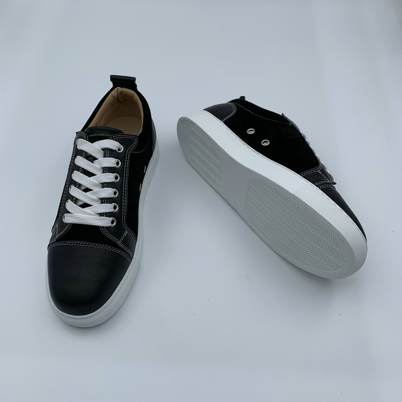 Black Leather & Suede Panel Trainers image 4