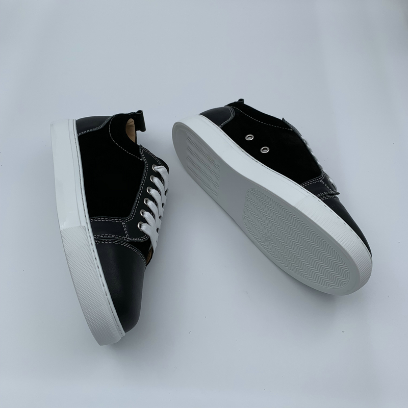 Black Leather & Suede Panel Trainers image 5