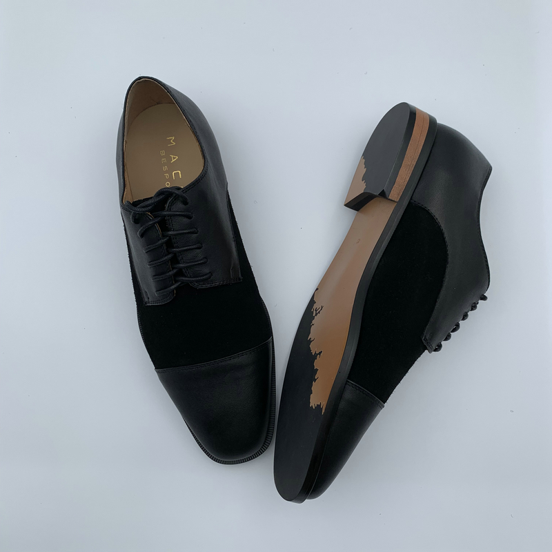 Black Leather Suede Panel Loafers image 4