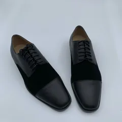 Black Leather Suede Panel Loafers image 6