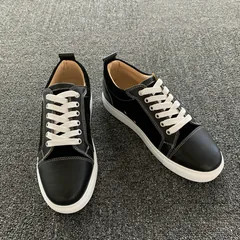 Black Leather & Suede Panel Trainers image 1