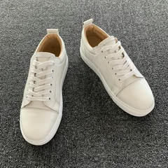 Genuine Men’s Leather White Sole Trainers image 1