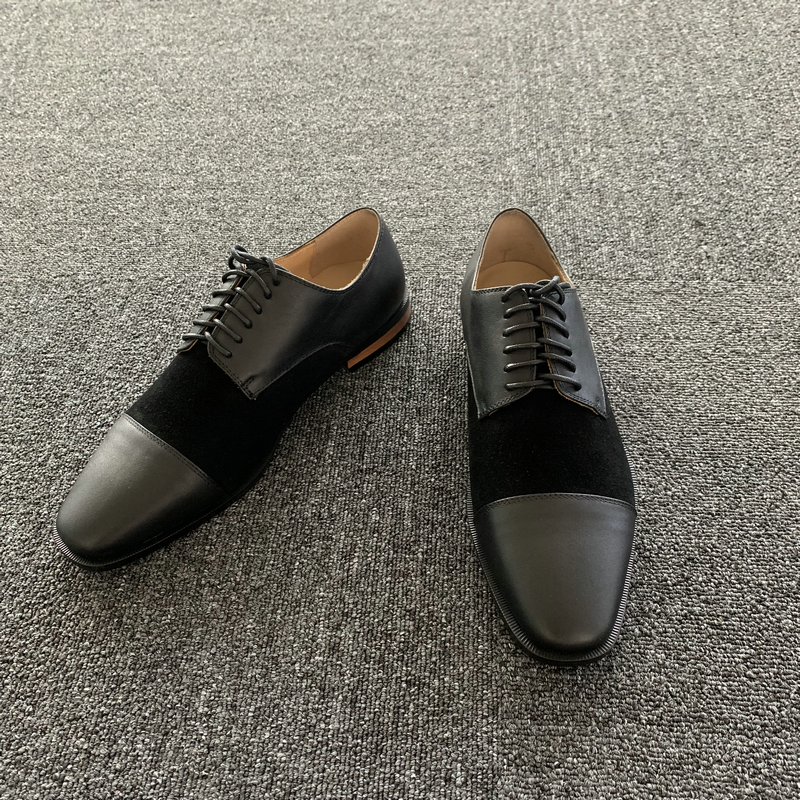 Black Leather Suede Panel Loafers