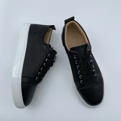 Black Leather Mesh Panel Trainers image 8