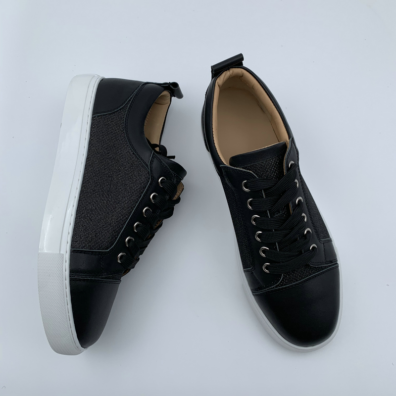 Black Leather Mesh Panel Trainers image 8