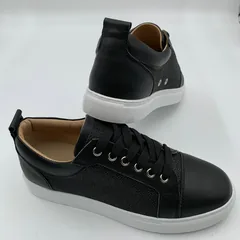 Black Leather Mesh Panel Trainers image 7