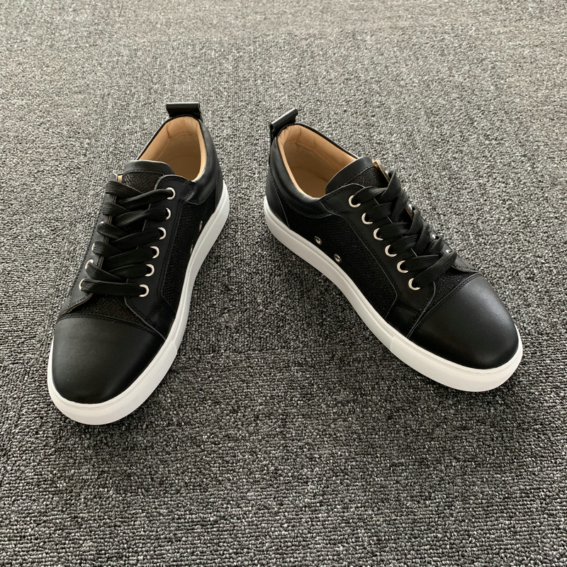 Black Leather Mesh Panel Trainers