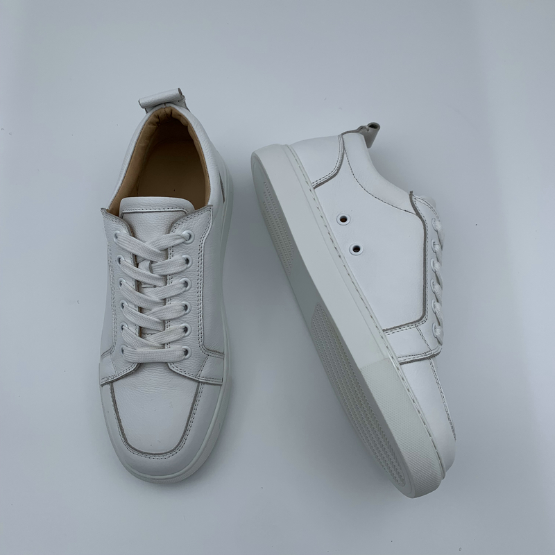 Custom Casual Mens White Leather Trainers